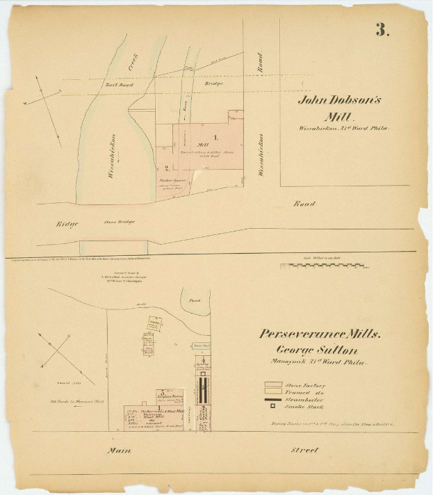 Alte Karte von San Francisco, Kalifornien, mit John Dobson's Mill in der Mitte und detaillierten Straßen, Gebäuden und Sehenswürdigkeiten.