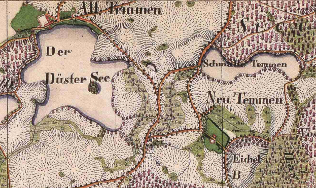 Ein detaillierter alter Stadtplan von Düsseldorf, Deutschland, der Straßen, Gebäude, Sehenswürdigkeiten und Text mit Informationen zur Bevölkerung, Bevölkerungsdichte und Lage zeigt.