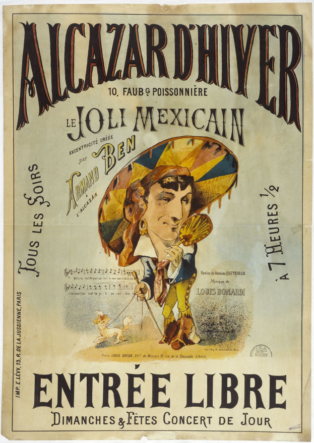 Plakat für ein mexikanisches Konzert mit einem Mann in Hut, mit Text zu den Veranstaltungseinzelheiten.