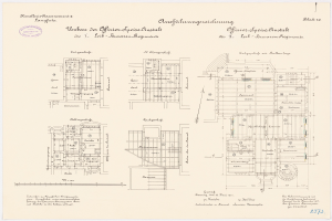 Ein detaillierter Grundrissplan des ehemaligen Bürogebäudes des Bundeskanzlers, der den Aufbau des Gebäudes mit verschiedenen Räumen und Textbeschriftungen zeigt.