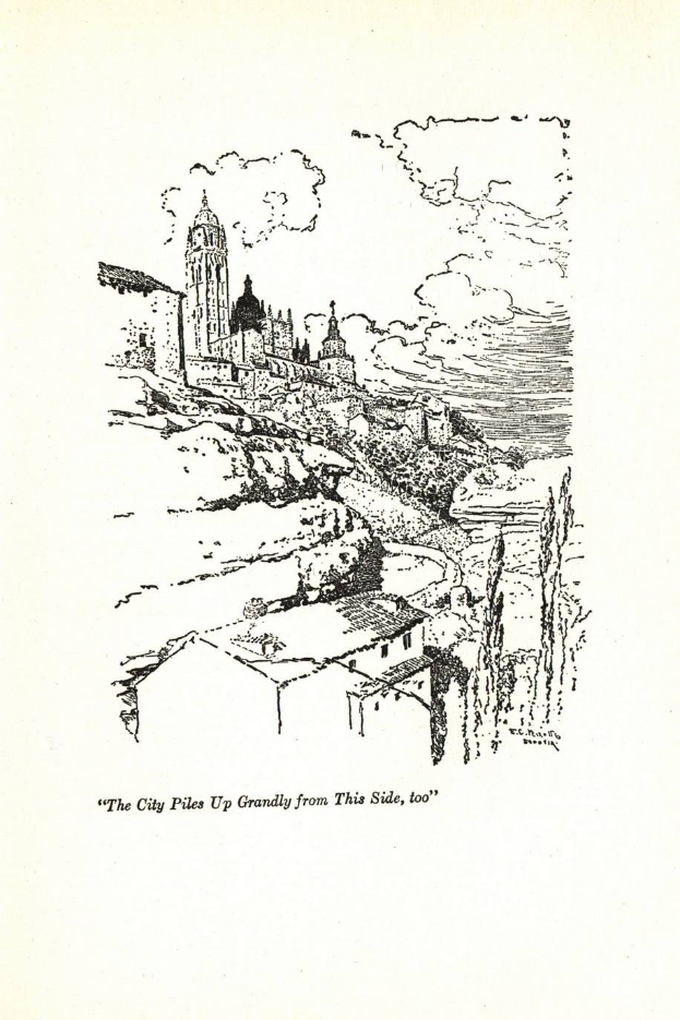 Buchumschlag mit der Aufschrift "Die Stadt türmt sich prächtig von dieser Seite auch" von Charles Dickens, mit einer Illustration einer dichten Stadtlandschaft mit hohen Gebäuden, gewundenen Straßen und einem hellblauen Himmel.