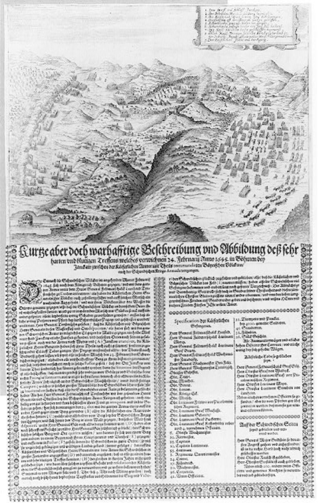 Schwarz-weißes 16. Jahrhundert-Karte von Heidelberg, Deutschland, in einem alten Buch mit umgebendem Text.